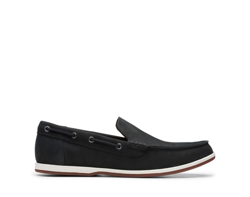 Clarks Morven Sun Loafers Boat Shoes Black Men - India Q0D3553-X6