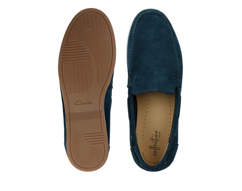 Clarks Morven Sun Loafers Navy Men - India H0S7616-Z7