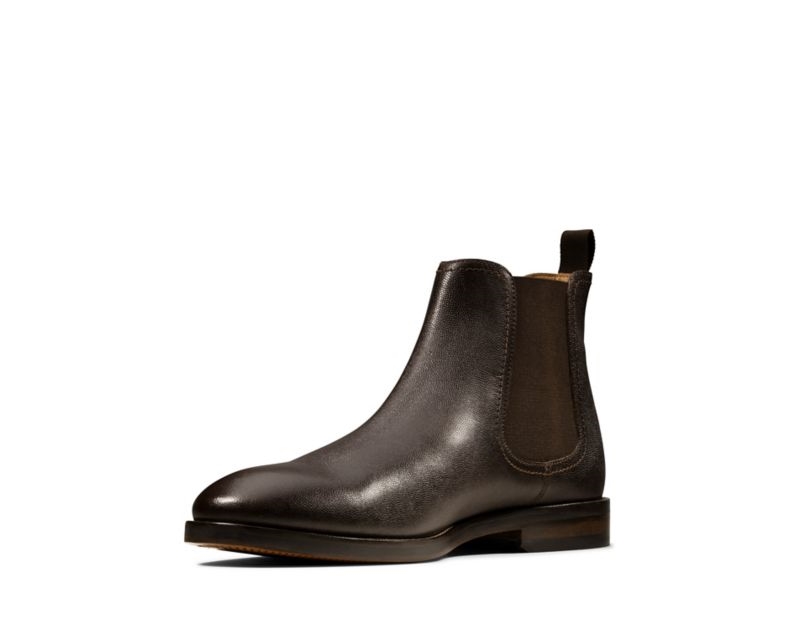 Clarks Oliver Top Chelsea Boots Dark Brown Men - India F2Q5059-E3