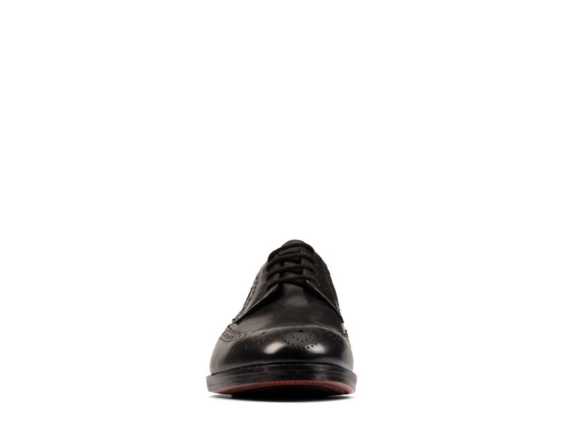 Clarks Oliver Wing Brogues Wide Fit Shoes Black Men - India N9K5862-P0