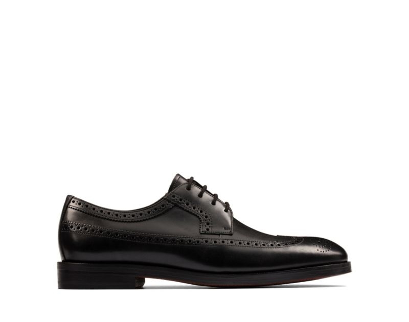 Clarks Oliver Wing Brogues Wide Fit Shoes Black Men - India N9K5862-P0