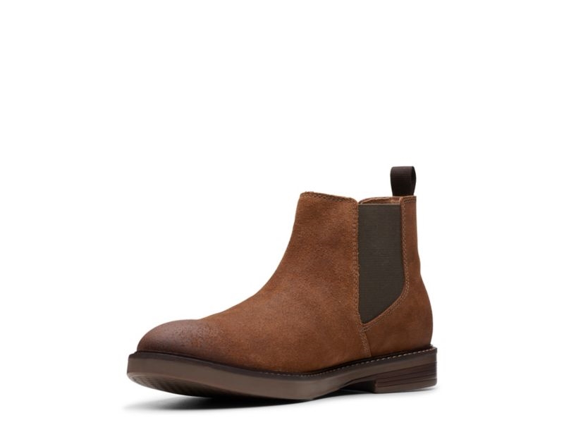 Clarks Paulson Up Chelsea Boots Dark Brown Men - India M9Q2496-M6