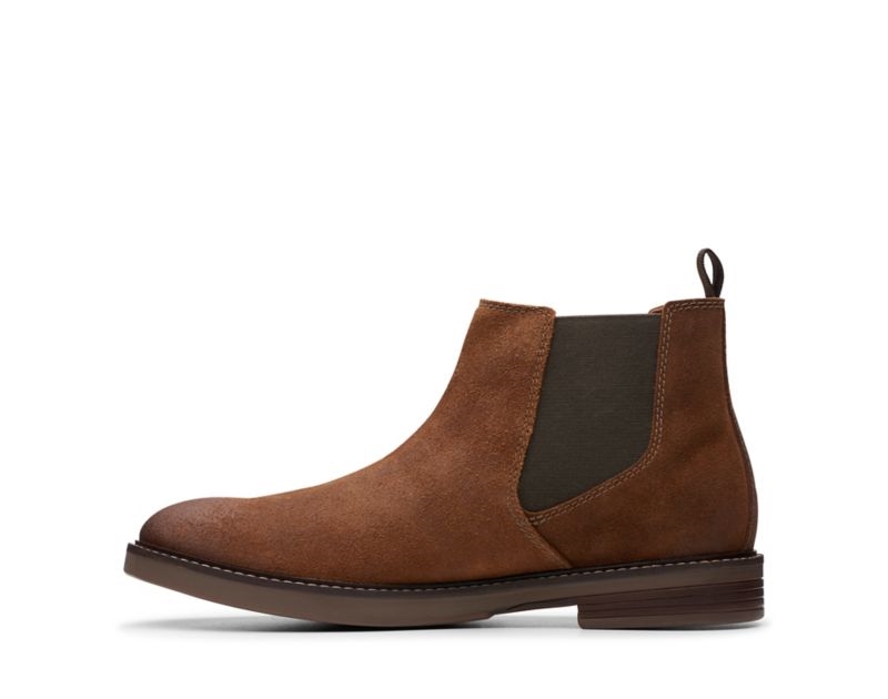 Clarks Paulson Up Chelsea Boots Dark Brown Men - India M9Q2496-M6