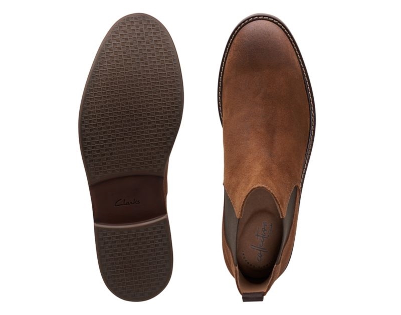 Clarks Paulson Up Chelsea Boots Dark Brown Men - India M9Q2496-M6