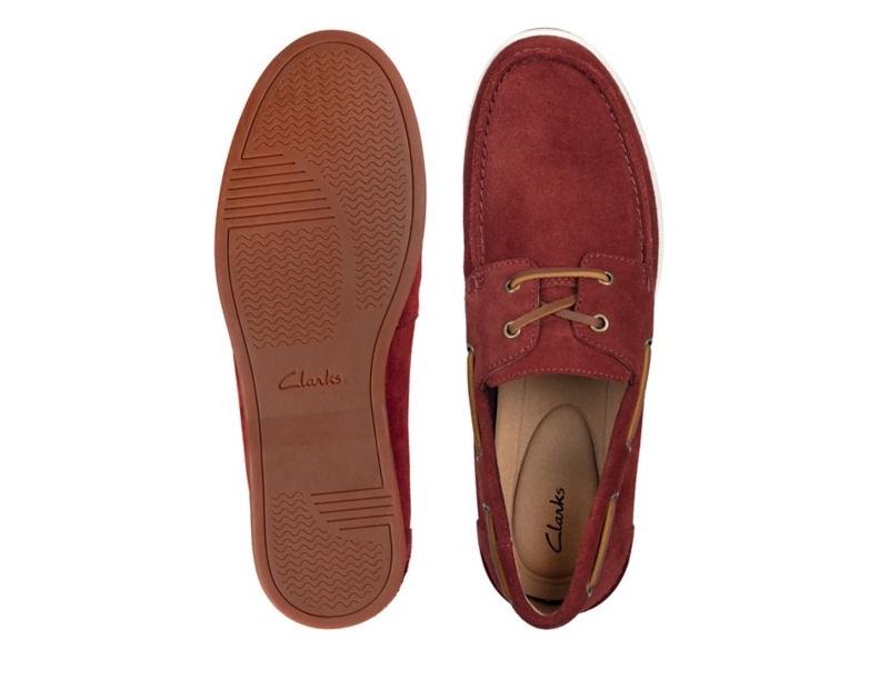 Clarks Pickwell Sail Boat Shoes Red Men - India L6I4062-W7
