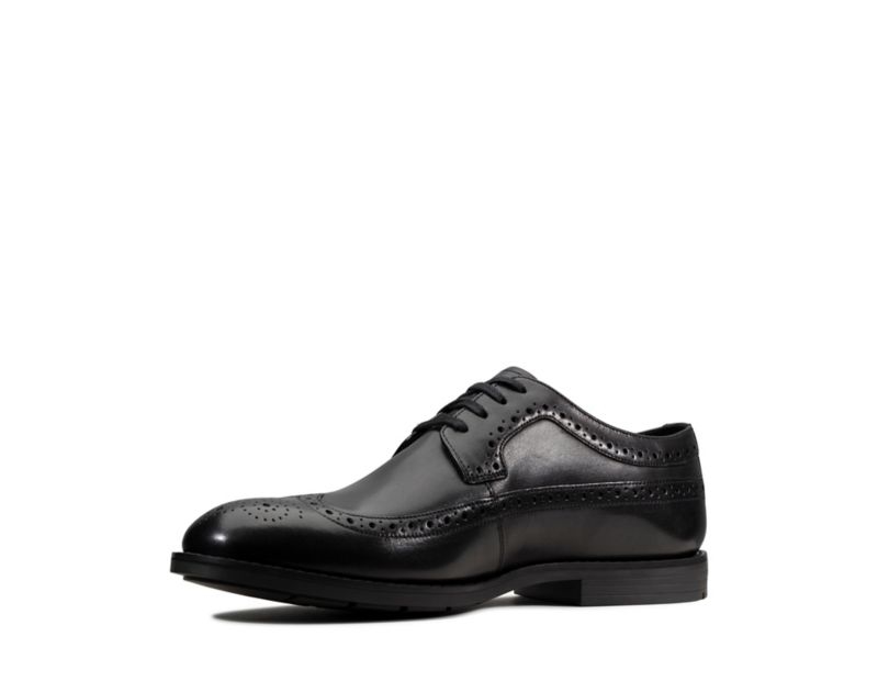 Clarks Ronnie Limit Brogues Black Shoes Black Men - India X4U2019-H7