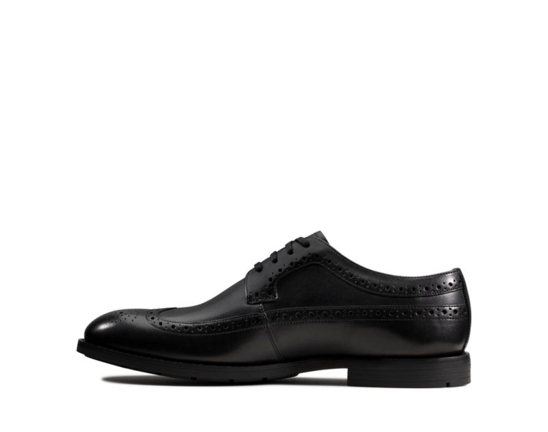 Clarks Ronnie Limit Brogues Black Shoes Black Men - India X4U2019-H7