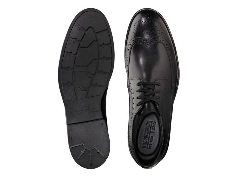 Clarks Ronnie Limit Brogues Black Shoes Black Men - India X4U2019-H7