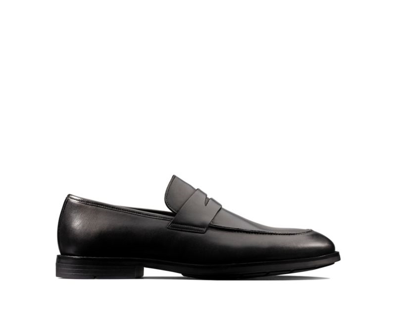 Clarks Ronnie Step Loafers Black Shoes Black Men - India R0U4268-J2