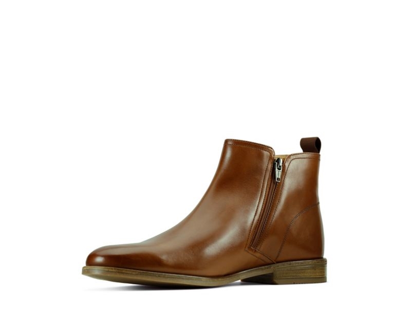 Clarks Stanford Zip Chelsea Boots Brown Men - India F4R0195-G5