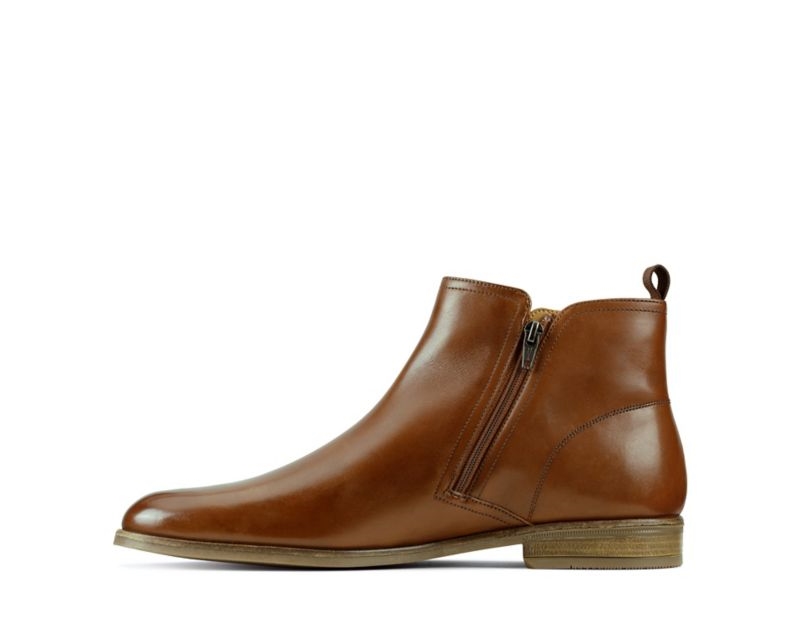 Clarks Stanford Zip Chelsea Boots Brown Men - India F4R0195-G5