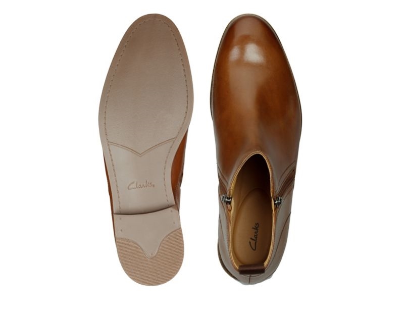 Clarks Stanford Zip Chelsea Boots Brown Men - India F4R0195-G5