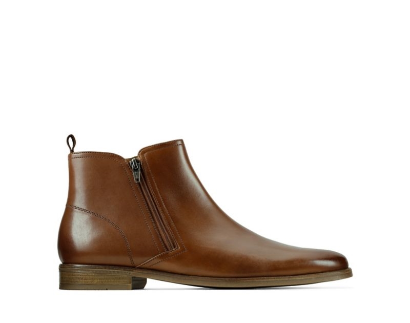 Clarks Stanford Zip Chelsea Boots Brown Men - India F4R0195-G5