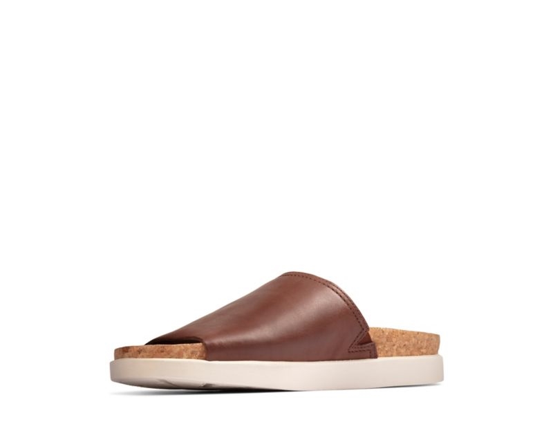Clarks Sunder Slide Sandals Brown Men - India N1B6517-O5