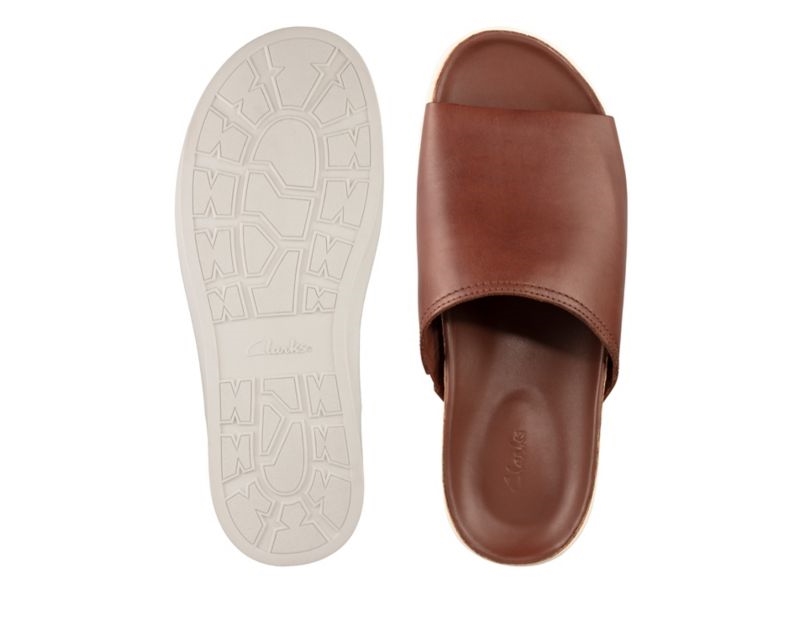 Clarks Sunder Slide Sandals Brown Men - India N1B6517-O5