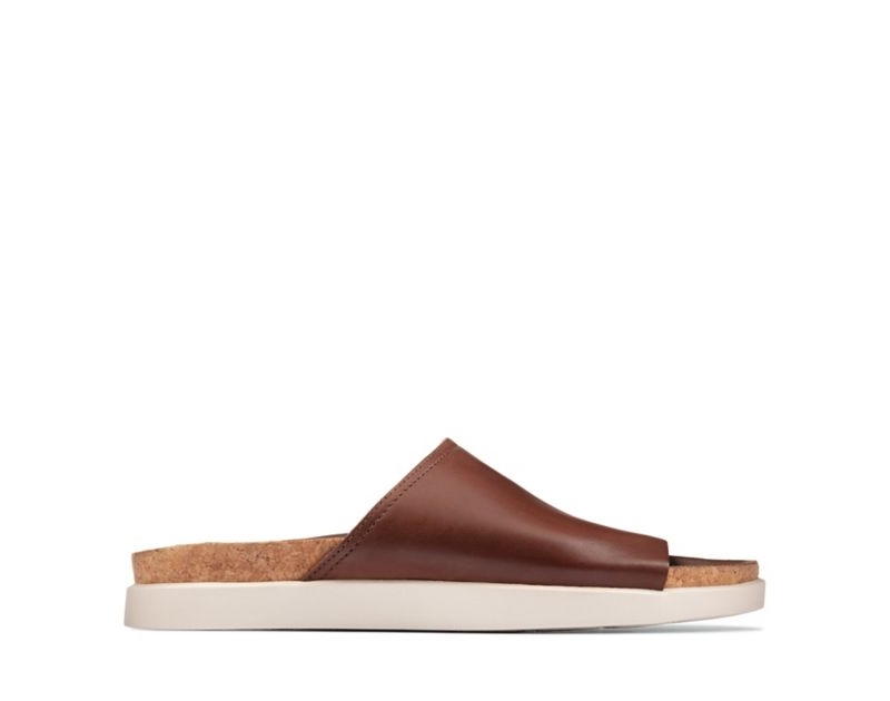 Clarks Sunder Slide Sandals Brown Men - India N1B6517-O5