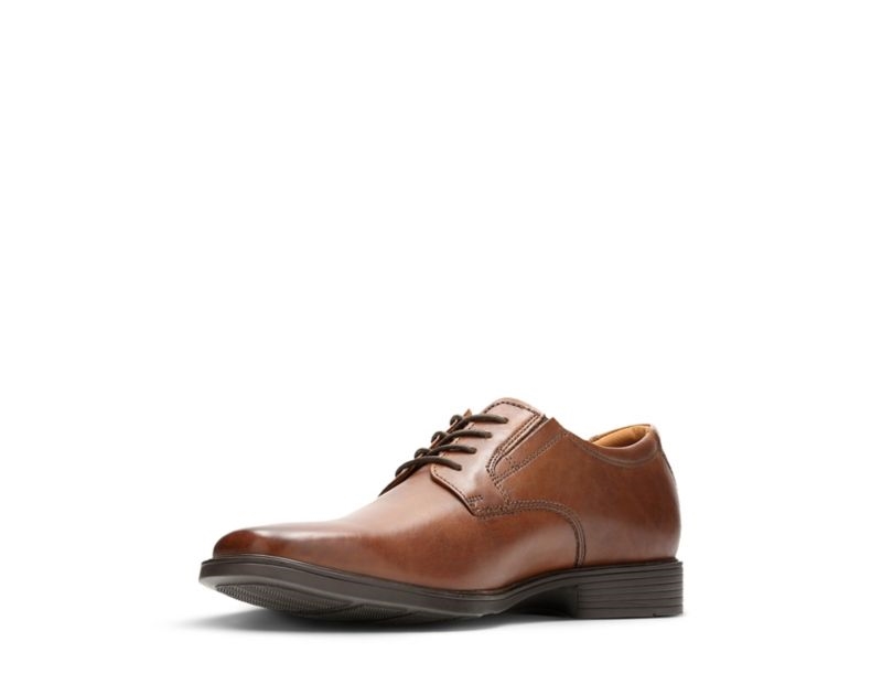 Clarks Tilden Plain Derby Shoes Wide Fit Shoes Dark Brown Men - India N7I7909-G1