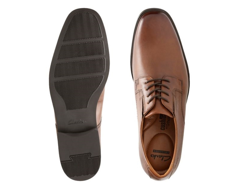 Clarks Tilden Plain Derby Shoes Wide Fit Shoes Dark Brown Men - India N7I7909-G1