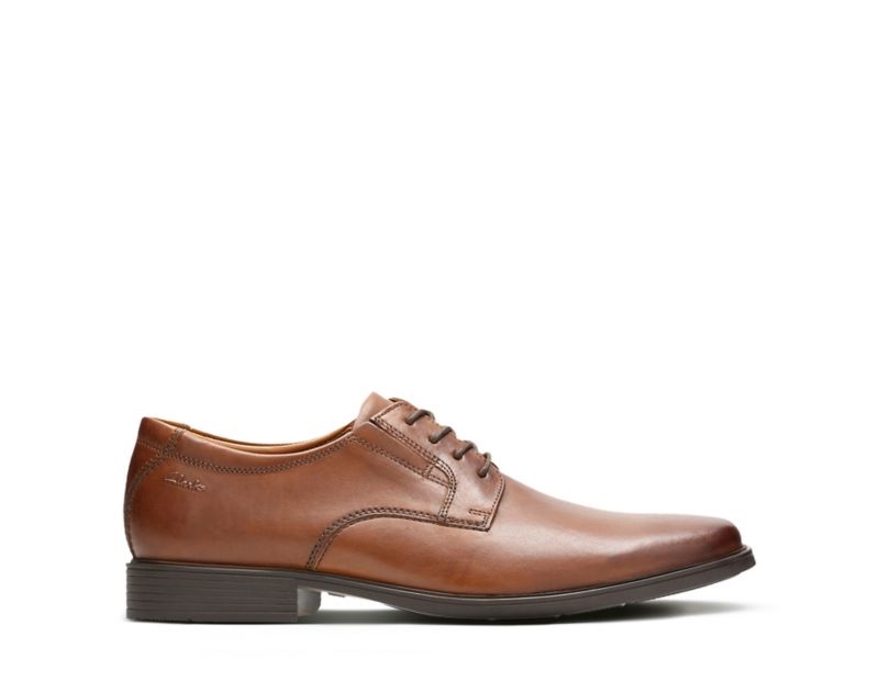 Clarks Tilden Plain Derby Shoes Wide Fit Shoes Dark Brown Men - India N7I7909-G1