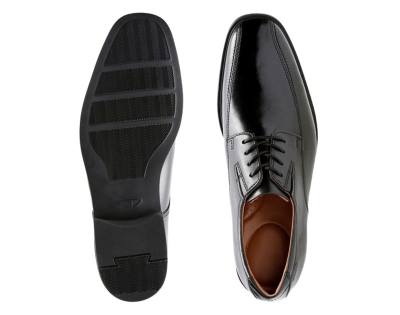 Clarks Tilden Walk Derby Shoes Wide Fit Shoes Black Men - India T6R3982-C6