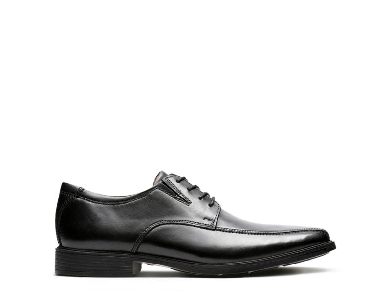 Clarks Tilden Walk Derby Shoes Wide Fit Shoes Black Men - India T6R3982-C6