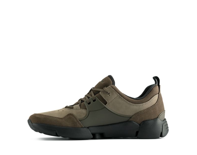 Clarks Tri Active Lace Trainers Dark Olive Men - India M9A9376-Y1