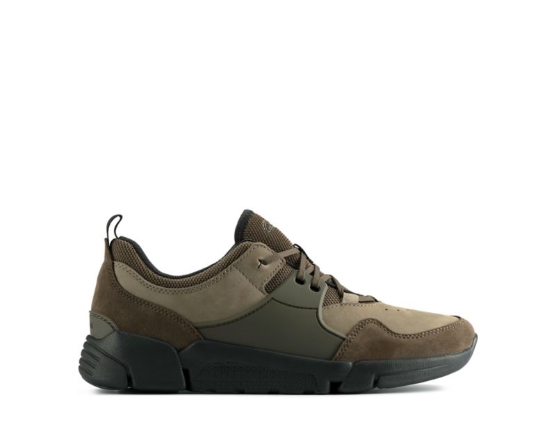Clarks Tri Active Lace Trainers Dark Olive Men - India M9A9376-Y1