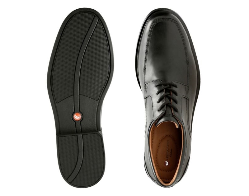Clarks Un Aldric Park Brogues Wide Fit Shoes Black Men - India O8N4717-A0