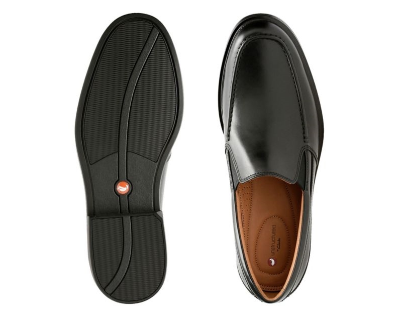 Clarks Un Aldric Slip Loafers Wide Fit Shoes Black Men - India U5S4609-N6