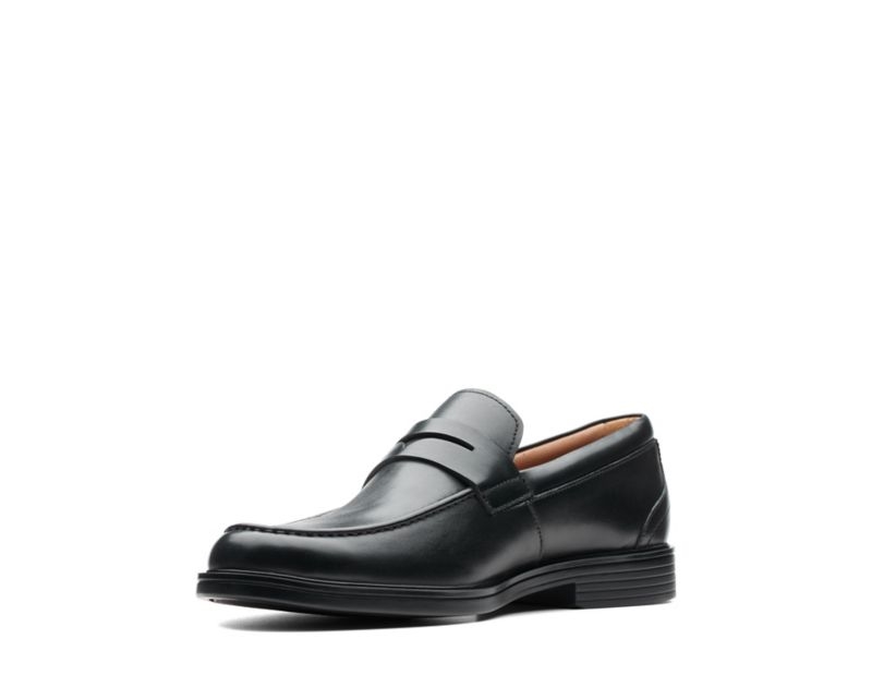 Clarks Un Aldric Step Loafers Wide Fit Shoes Black Men - India H9O1879-W9