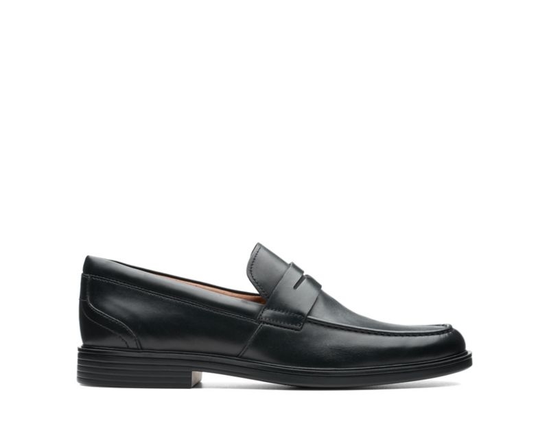 Clarks Un Aldric Step Loafers Wide Fit Shoes Black Men - India H9O1879-W9