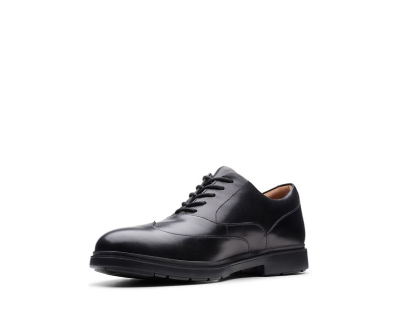 Clarks Un Tailor Wing Brogues Black Shoes Black Men - India B8R0187-O5
