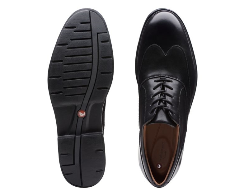Clarks Un Tailor Wing Brogues Black Shoes Black Men - India B8R0187-O5