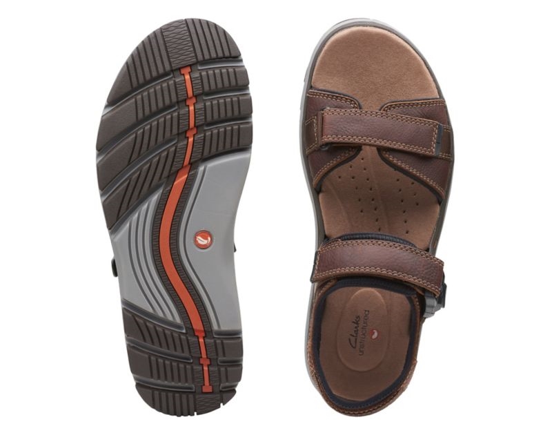 Clarks Un Trek Part Sandals Dark Brown Men - India F7N9977-L8