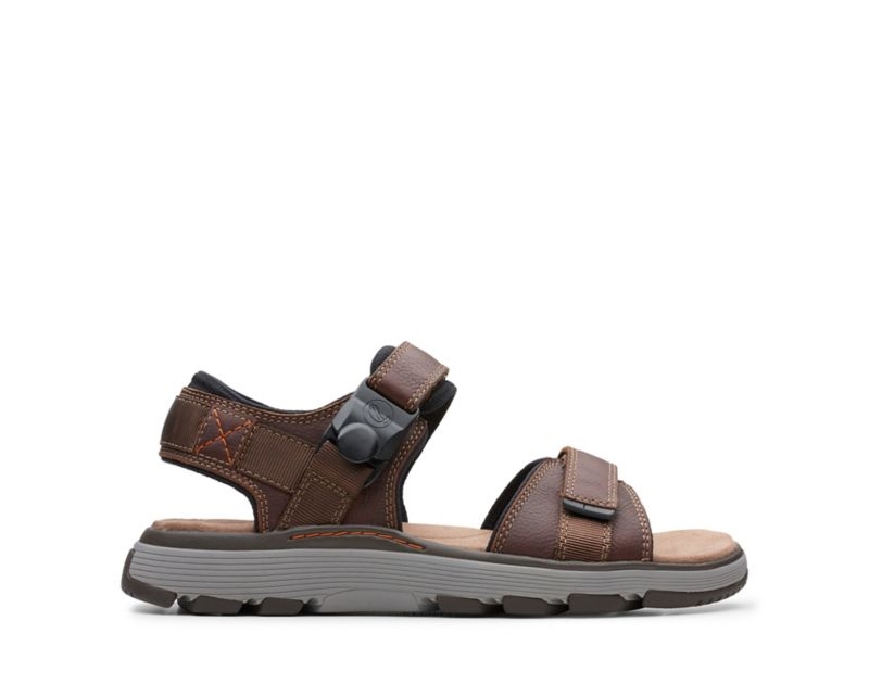 Clarks Un Trek Part Sandals Dark Brown Men - India F7N9977-L8