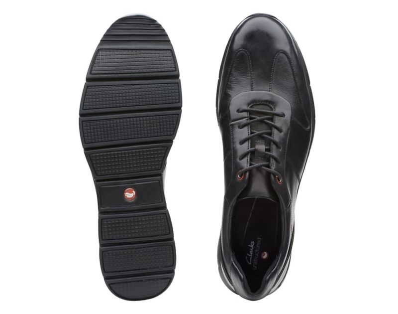 Clarks Un Tynamo Tie Trainers Black Shoes Black Men - India V2P5398-E6