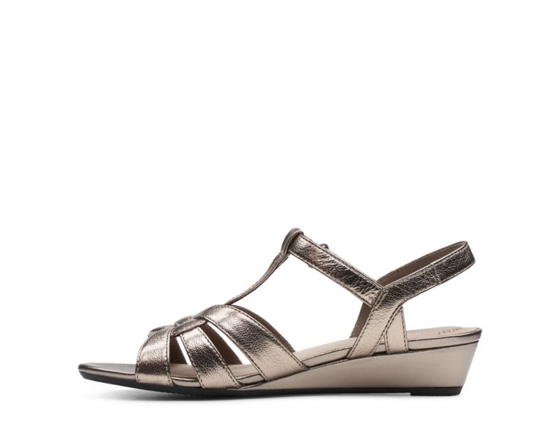 Clarks Abigail Sandals Wedge Sandals Gold Women - India Z1V2327-Z5