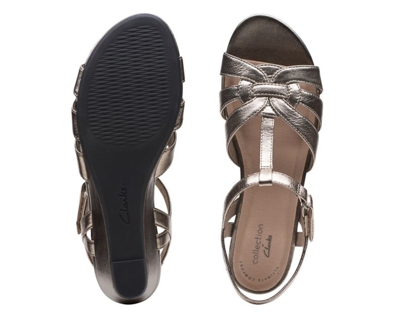 Clarks Abigail Sandals Wedge Sandals Gold Women - India Z1V2327-Z5