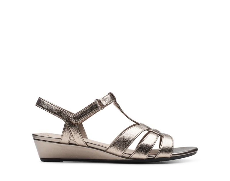 Clarks Abigail Sandals Wedge Sandals Gold Women - India Z1V2327-Z5