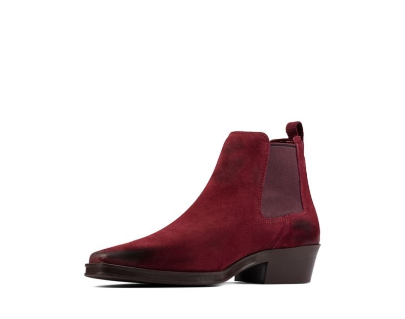 Clarks Alcina Top Chelsea Boots Deep Red Women - India H4Z8426-T1
