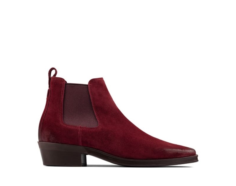 Clarks Alcina Top Chelsea Boots Deep Red Women - India H4Z8426-T1