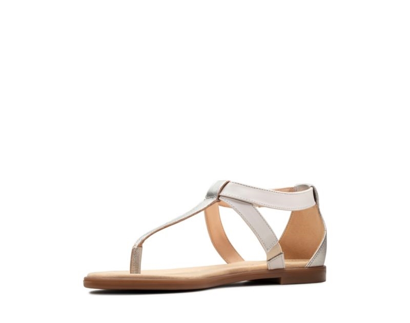 Clarks Bay Post Flat Sandals White Women - India T3S7204-X8