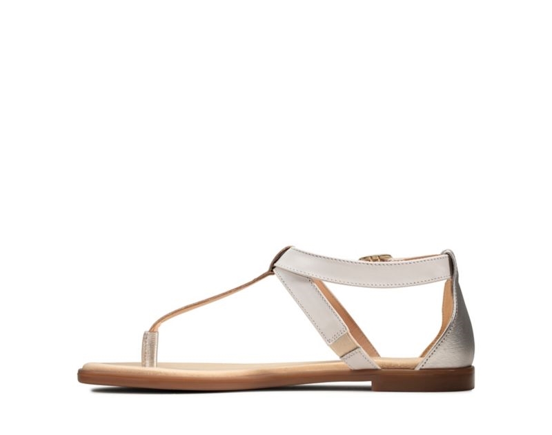 Clarks Bay Post Flat Sandals White Women - India T3S7204-X8