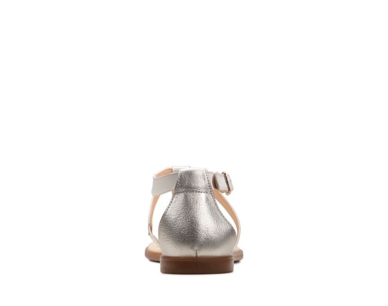 Clarks Bay Post Flat Sandals White Women - India T3S7204-X8