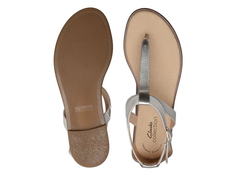 Clarks Bay Post Flat Sandals White Women - India T3S7204-X8
