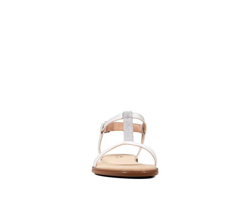 Clarks Bay Rosa Flat Sandals White Women - India L6N2745-O2