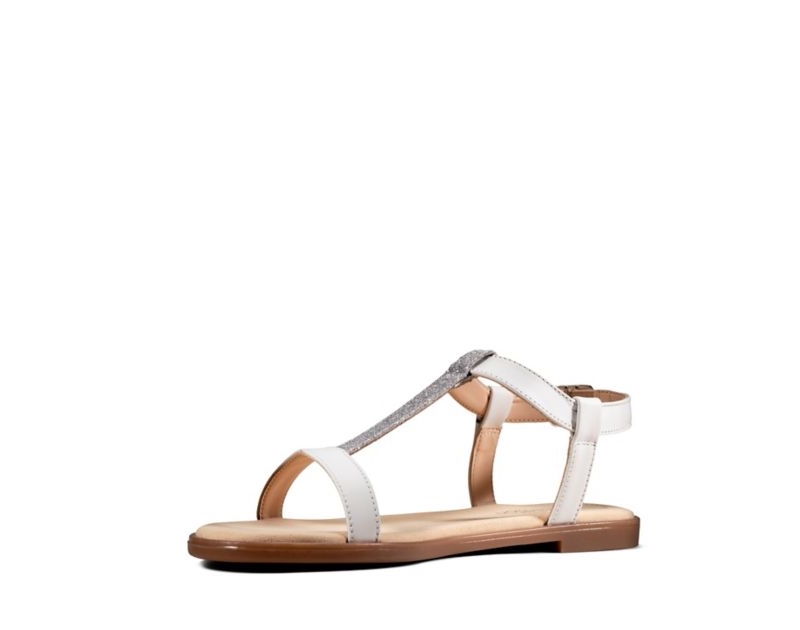 Clarks Bay Rosa Flat Sandals White Women - India L6N2745-O2