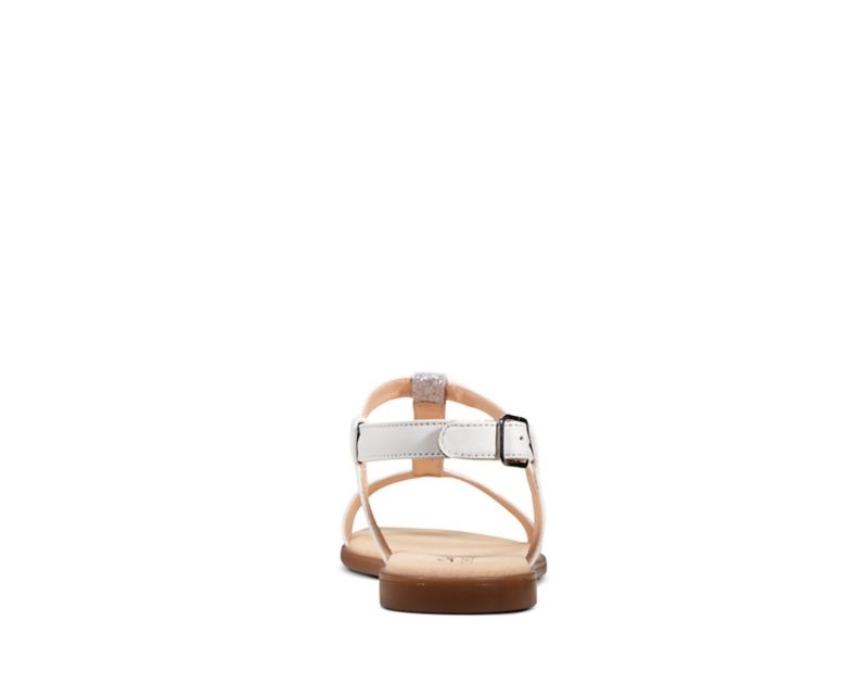 Clarks Bay Rosa Flat Sandals White Women - India L6N2745-O2