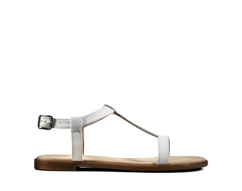 Clarks Bay Rosa Flat Sandals White Women - India L6N2745-O2