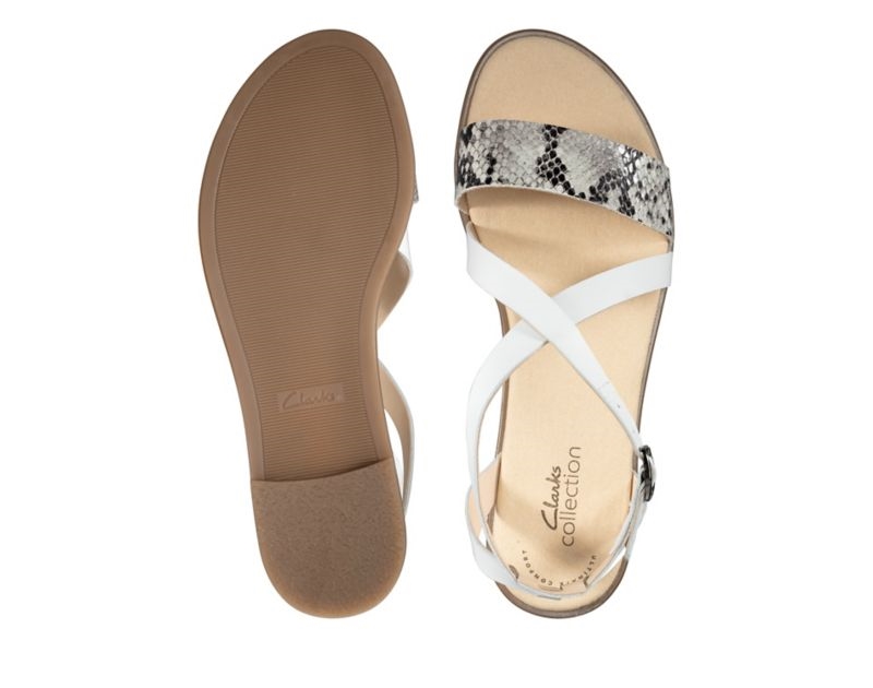 Clarks Bay Rosie Sandals Flat Sandals Grey Snake Women - India T2K1118-B0
